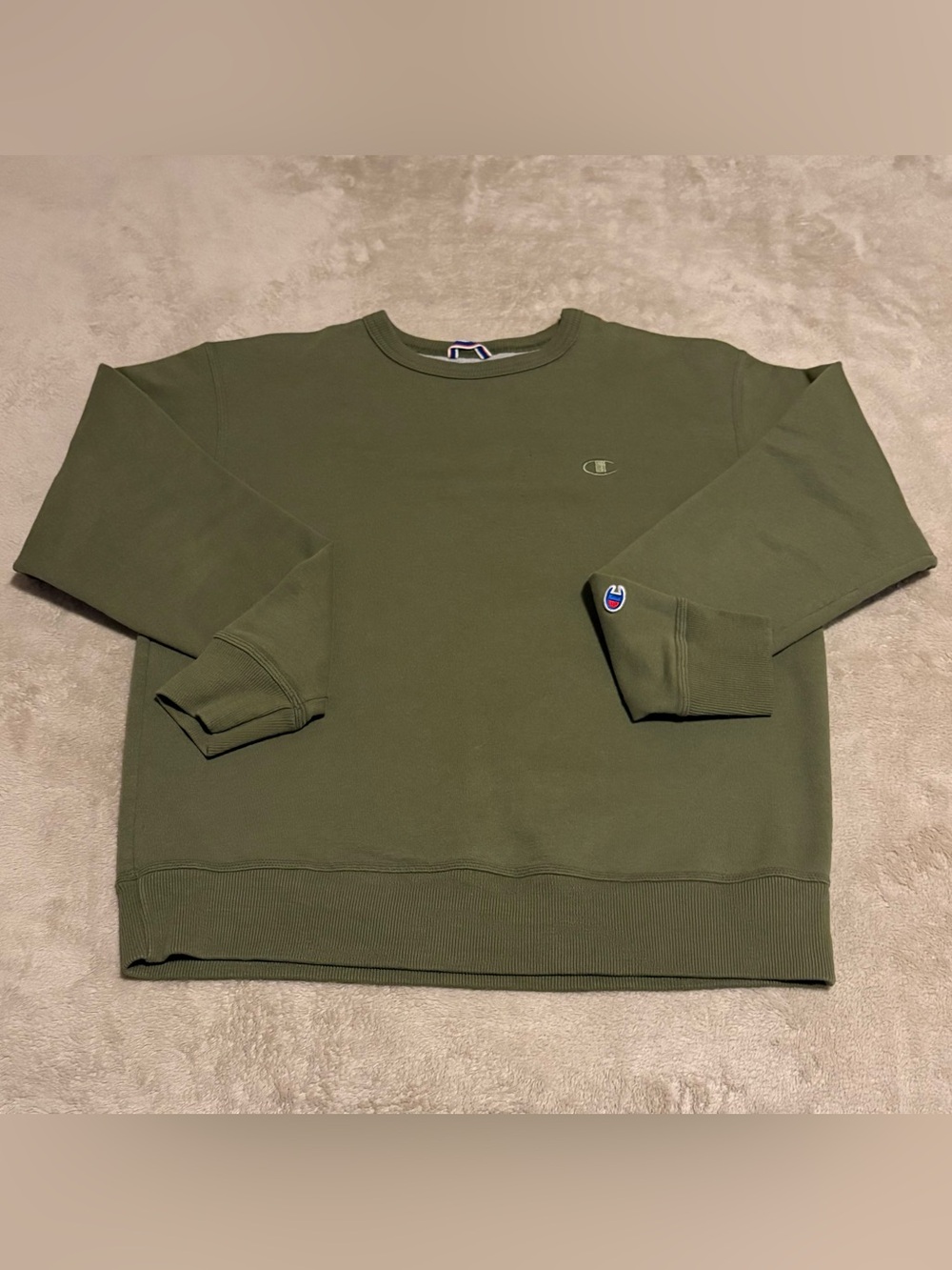 Champion Men's Vintage Warm-Up Sweatshirt Olive Green - Size M